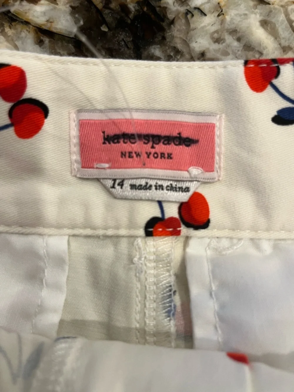 Kate Spade New York Cherry Print Shorts Size 14 High Waist Summer Designer Chic - Picture 5 of 9
